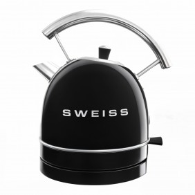 Bollitore vintage SWEISS KTL9 1,8L e base girevole a 360°C, 2200W, nero