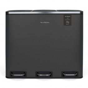 Pattumiera per raccolta differenziata N°990 a pedale, con 3 scomparti separati, Grigio antracite - Les Collectors