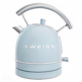 Bollitore vintage SWEISS KTL6 1,8L e base girevole a 360°C, 2200W, azzurro
