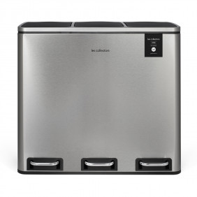 Pattumiera da cucina per differenziata a pedale, acciaio INOX N ° 982 Capacità 60 L, Resistente, 2 contenitori,  Chiusura silenz